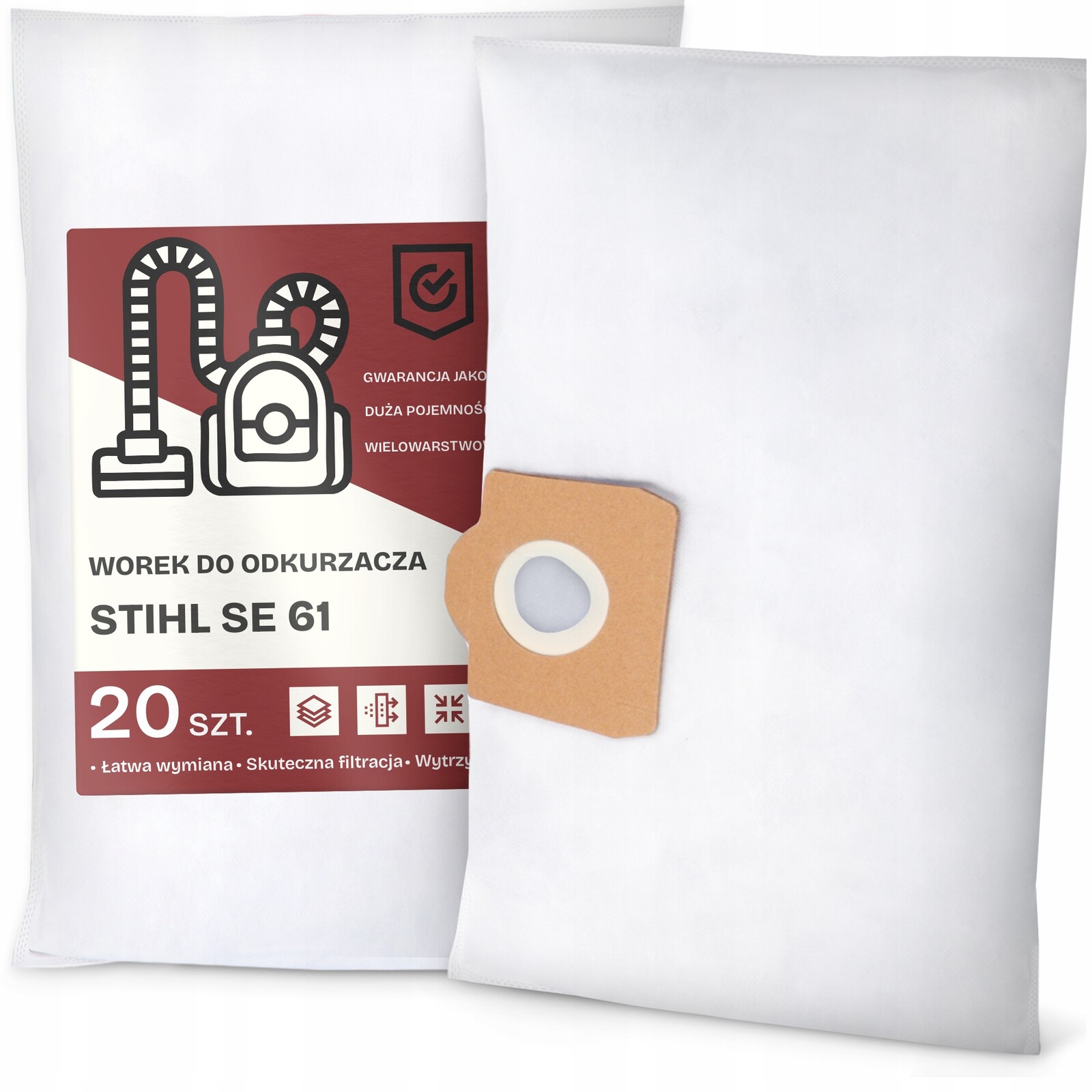 20 x Sáček Do Vysavače Stihl Se 61 Syntetický Textilní Prostorný Sáčky