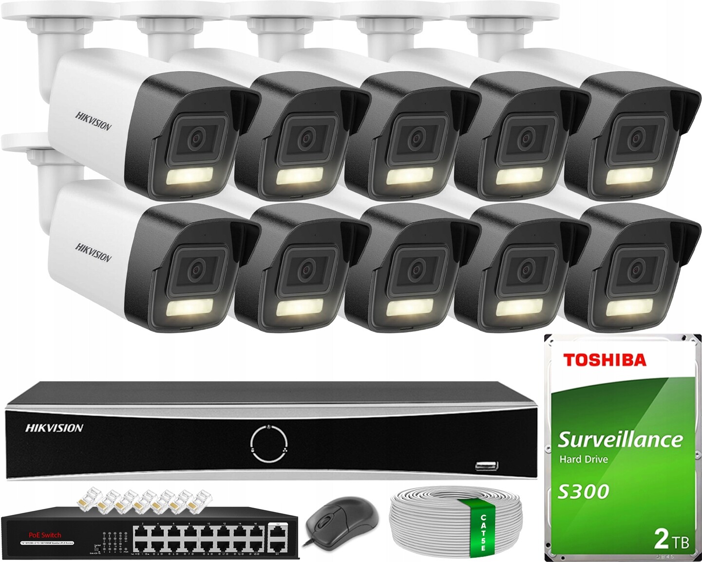 Monitoring Hikvision 10 Kamer Ip 6MPX Smart Hybrid Light Externí Hdd 2TB