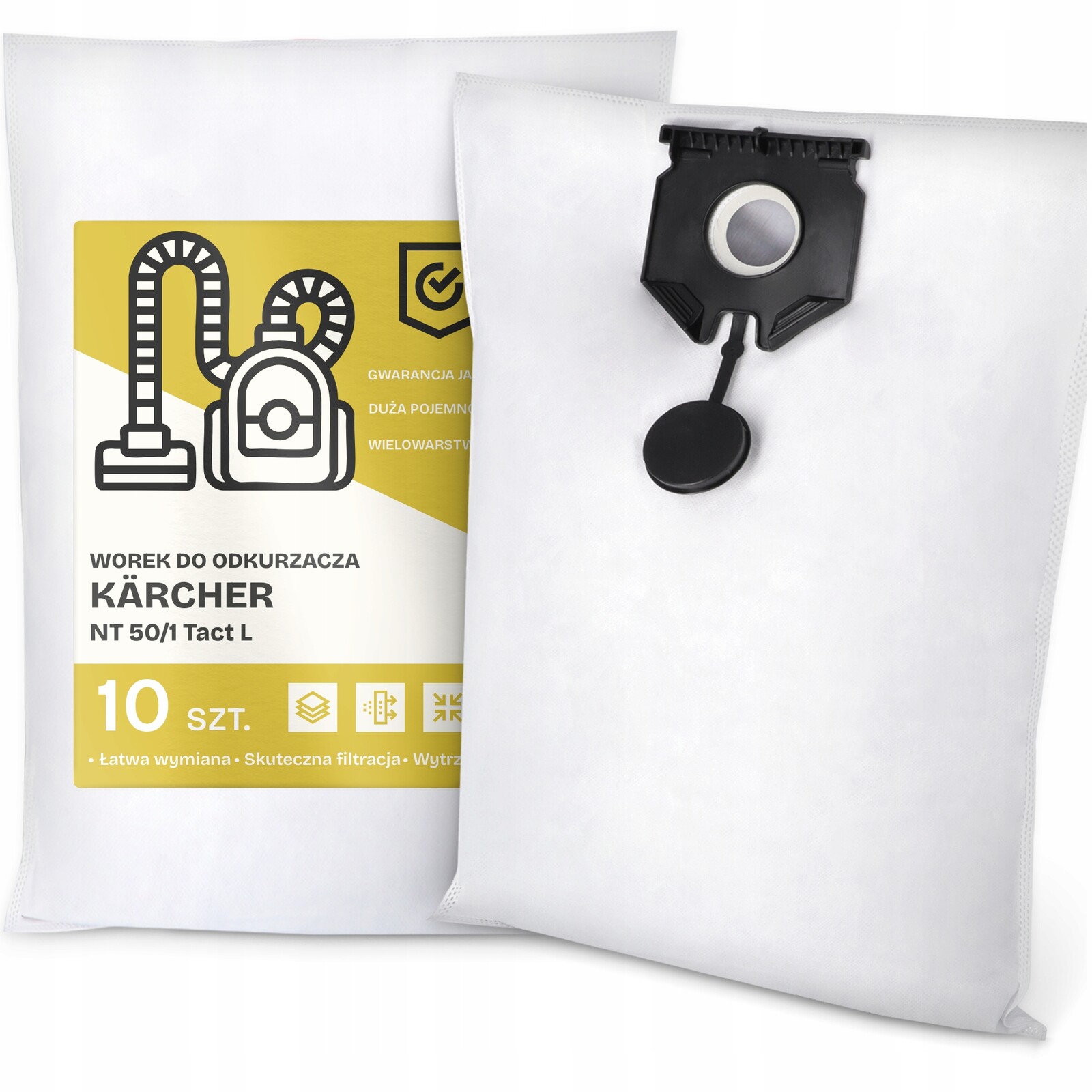 10 x Sáček Do Vysavače Kärcher Nt 50/1 Tact L Syntetický Odolný Sáčky