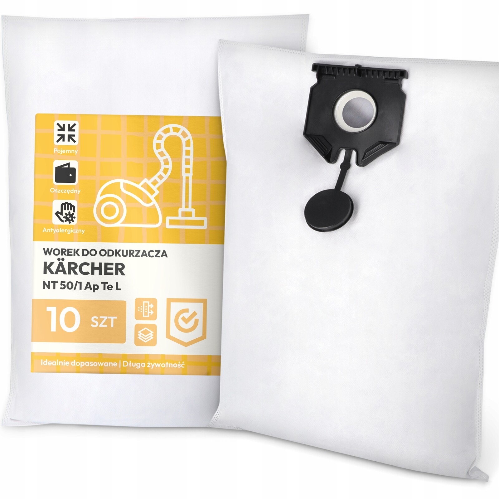 10 x Sáček Do Vysavače Kärcher Nt 50/1 Ap Te L Syntetický Odolný Sáčky