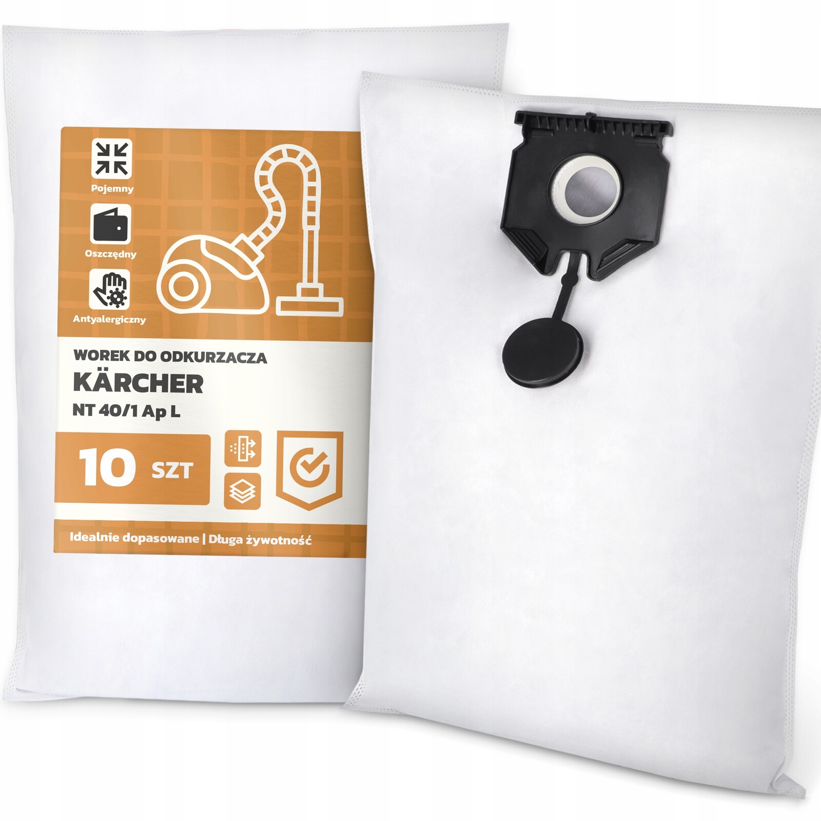 10 x Sáček Do Vysavače Kärcher Nt 40/1 Ap L Syntetický Odolný Velké Sáčky