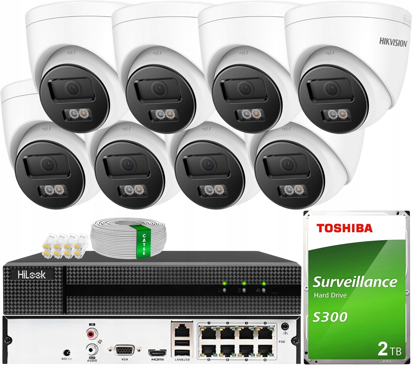 Sada monitorování Ip 8 kamer 6MPX DS-2CD1361G2-LIU Hikvision Disk 2TB