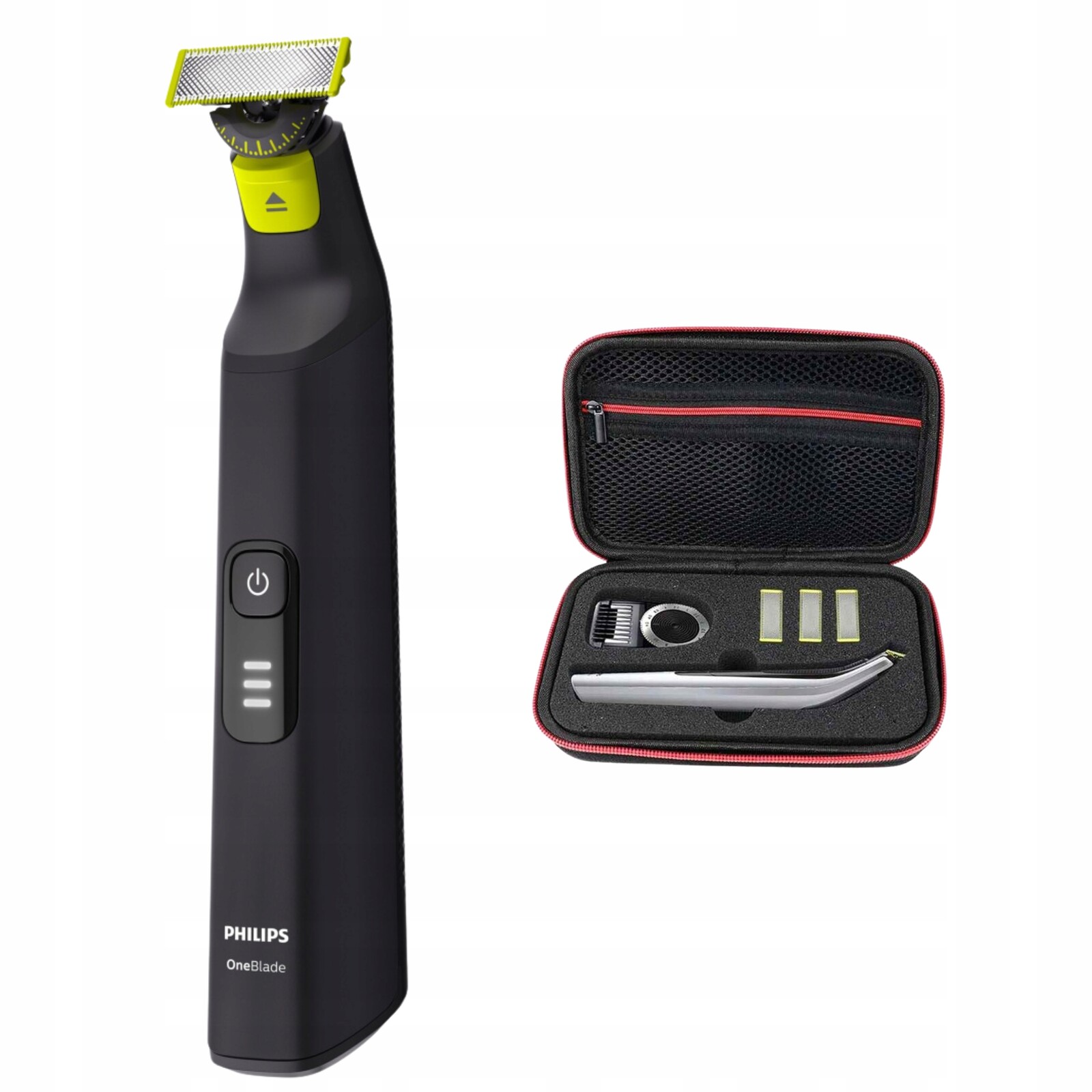 Elektrický strojek Phillips OneBlade Pro 360° QP6542/15 červené Pouzdro