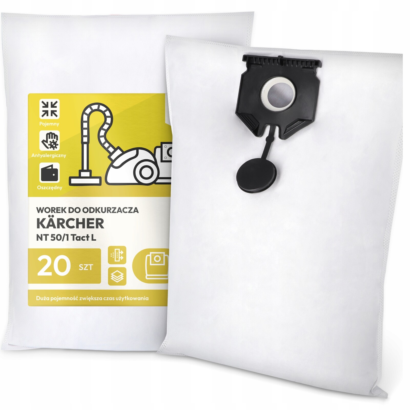 20 x Sáček Do Vysavače Kärcher Nt 50/1 Tact L Syntetický Velký Silný Sáček