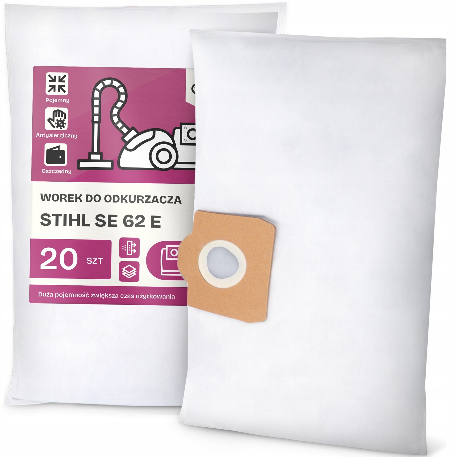 20 x Sáček Do Vysavače Stihl Se 62 E Syntetický Textilní Prostorný Sáčky