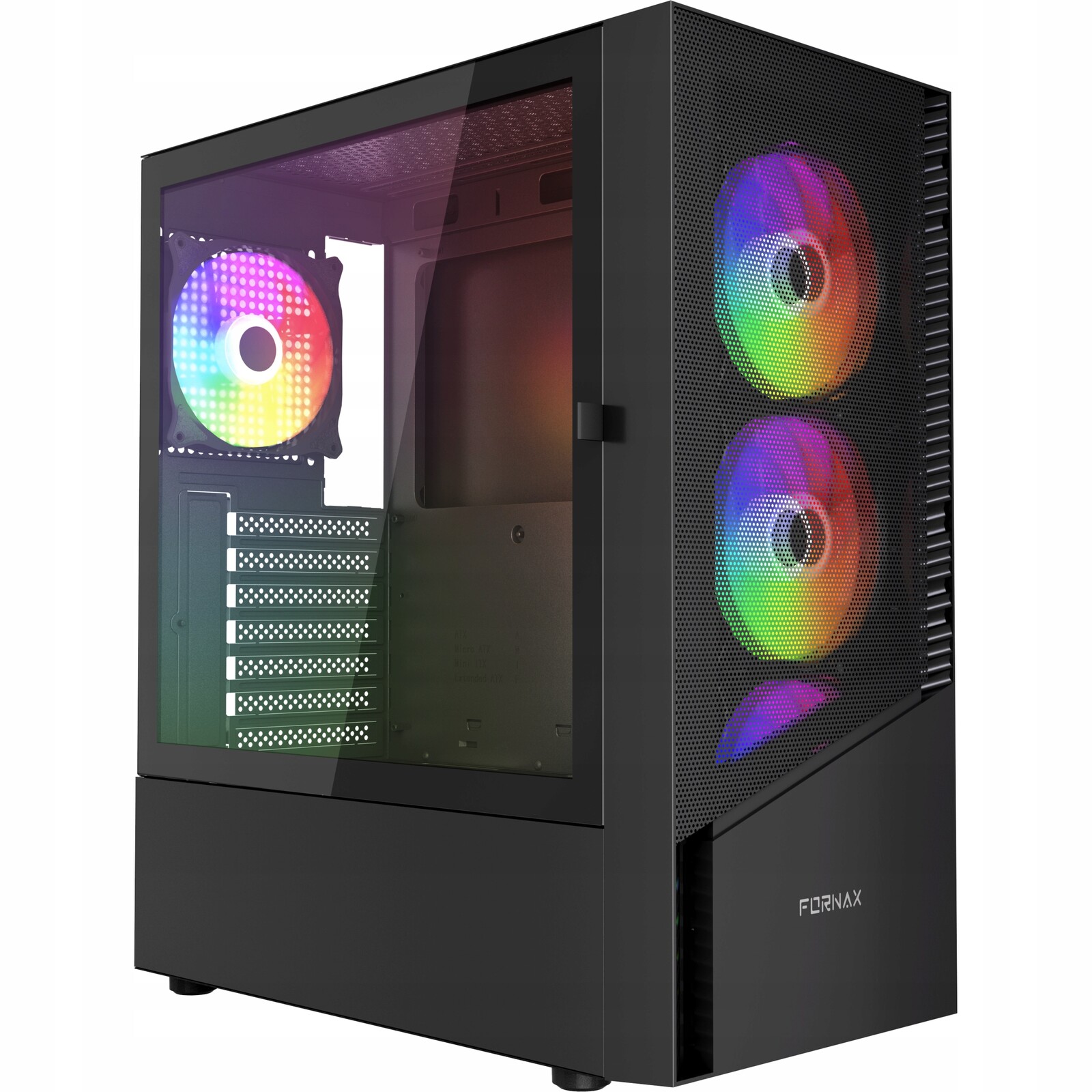 Kryt pro Pc ventilátory A-rgb černý Atx sklo USB-3 mesh okno