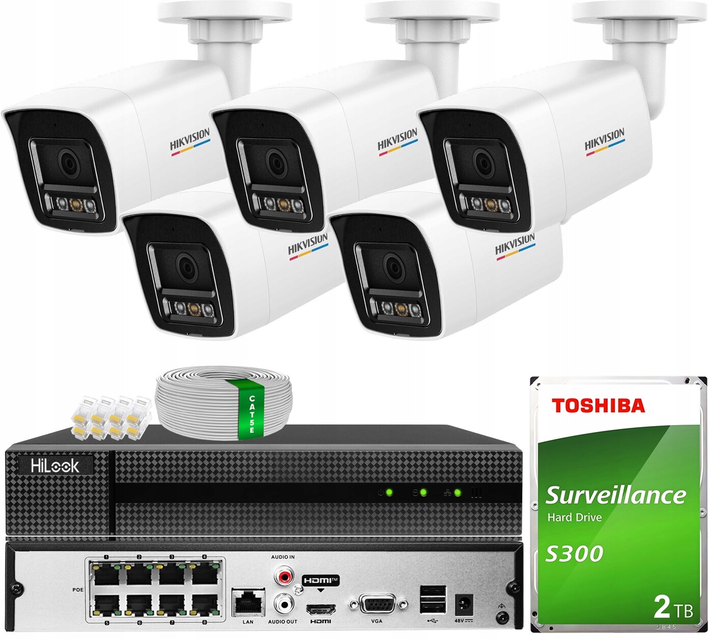 Ip monitorovací sada 5x Kamera 6MPX Smart Hybrid ColorVu Hikvision 2TB