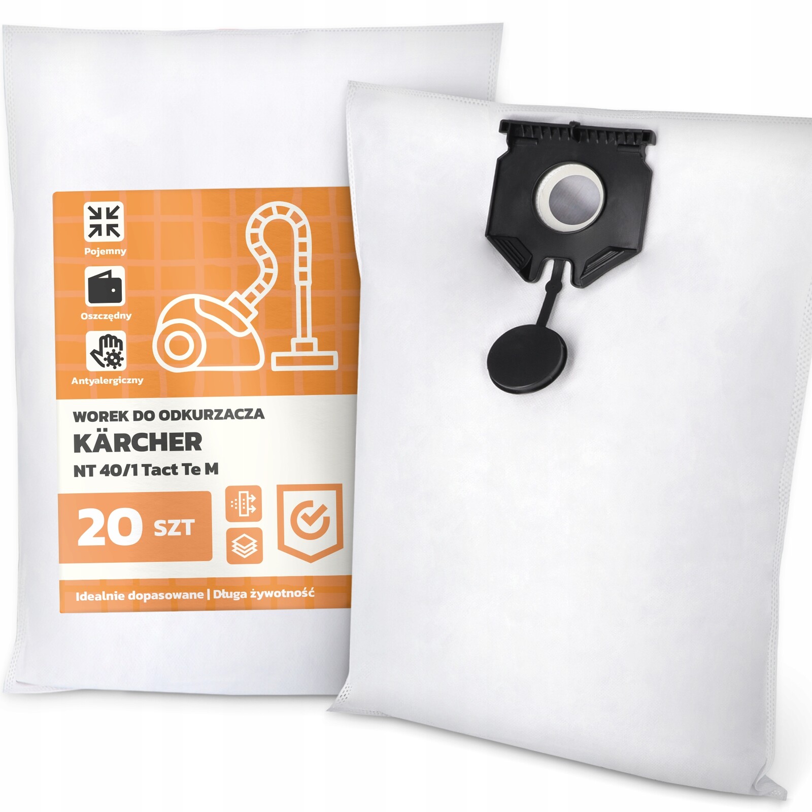 20 x Sáček Do Vysavače Kärcher Nt 40/1 Tact Te M Syntetický Silný Sáček