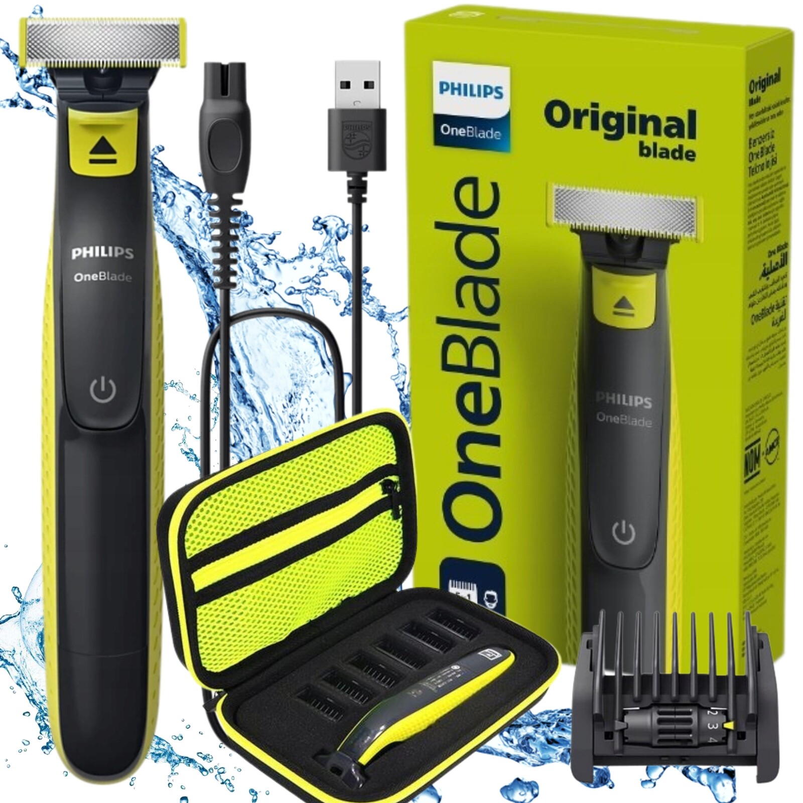 Philips OneBlade Vodotěsný elektrický zastřihovač vlasů Holicí Strojek Pouzdro One