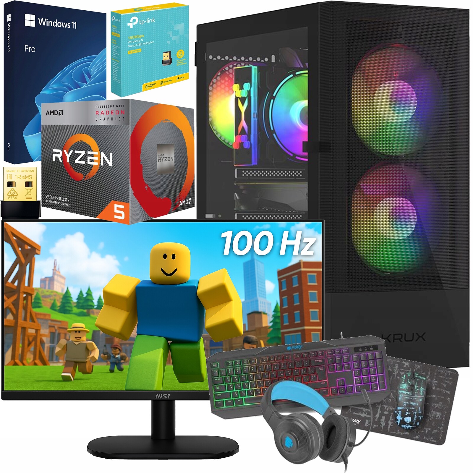 Set Počítač Ryzen 5 32GB Ram 1TB M.2 NVMe Windows 11 Komplet