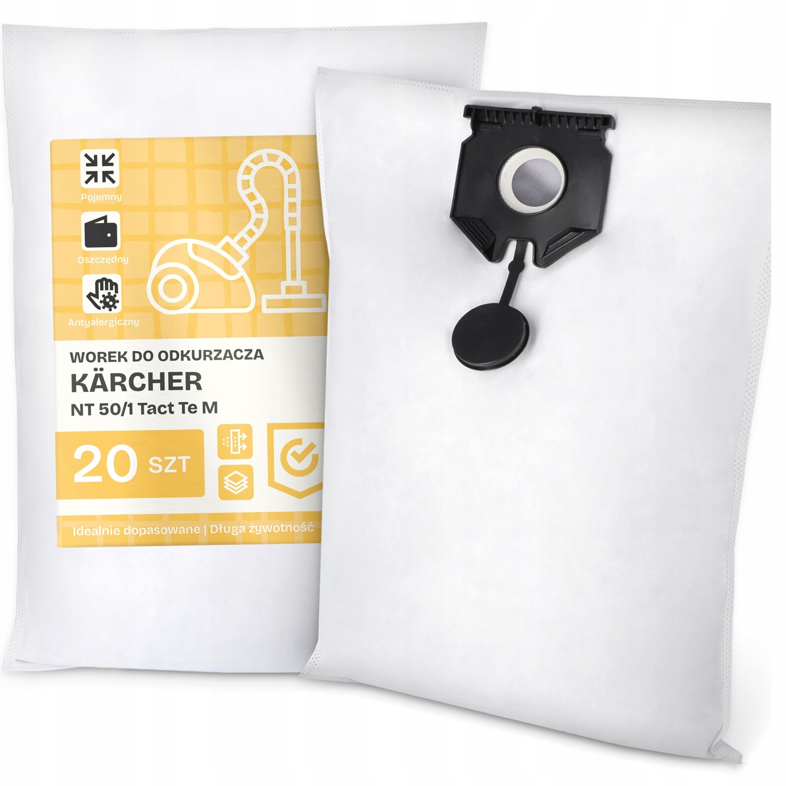 20 x Sáček Do Vysavače Kärcher Nt 50/1 Tact Te M Syntetický Silný Sáček