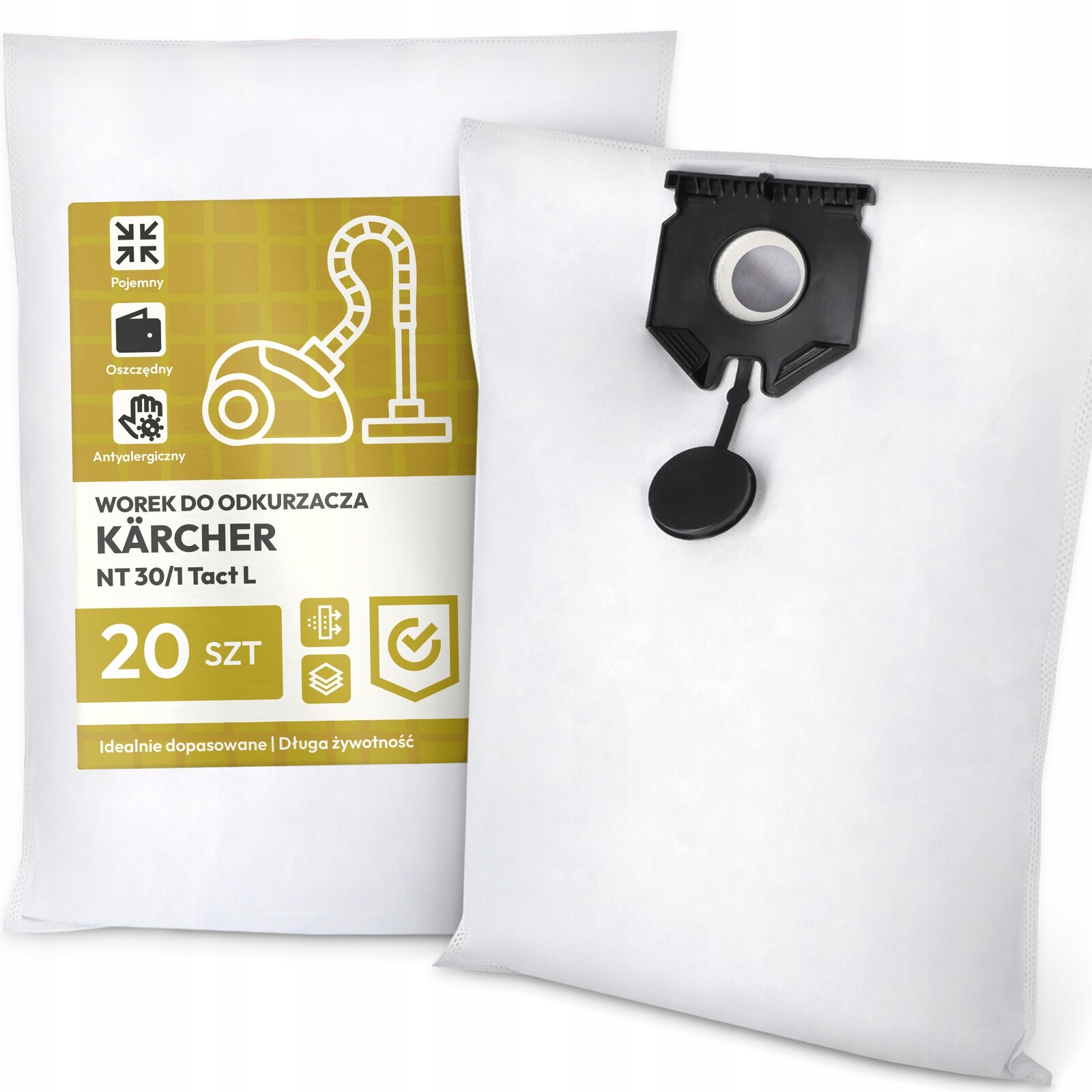 20 x Sáček Do Vysavače Kärcher Nt 30/1 Tact L Syntetický Velký Silný Sáček