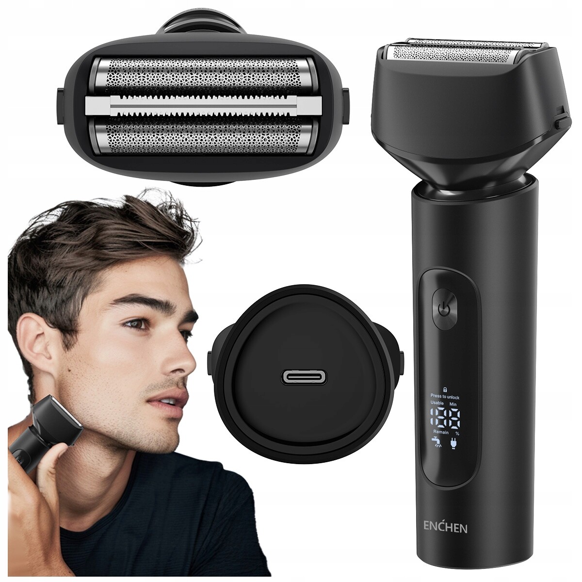 Kompaktní Holicí Strojek na vousy přenosný Enchen MS001