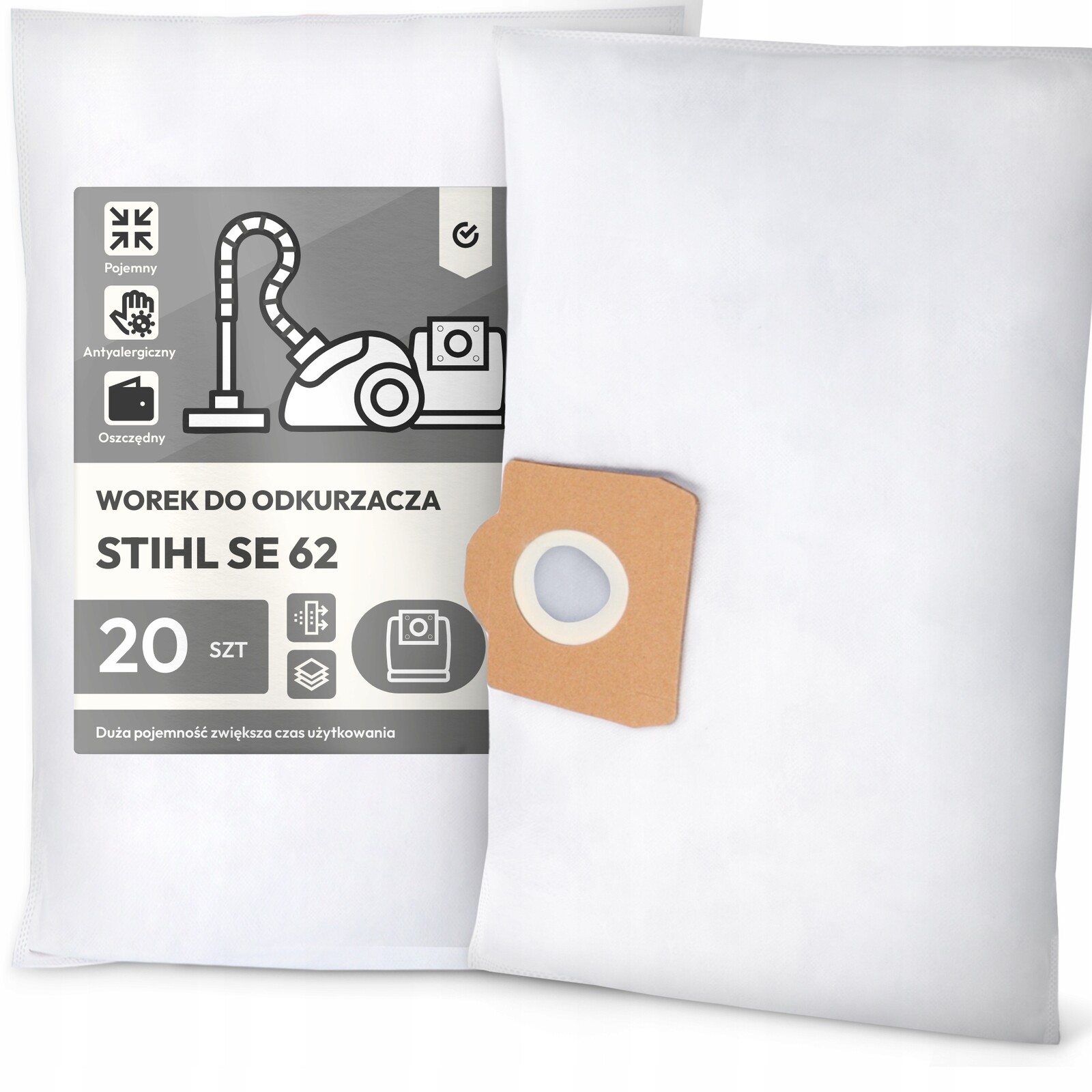 20 x Sáček Do Vysavače Stihl Se 62 Syntetický Textilní Prostorný Sáčky