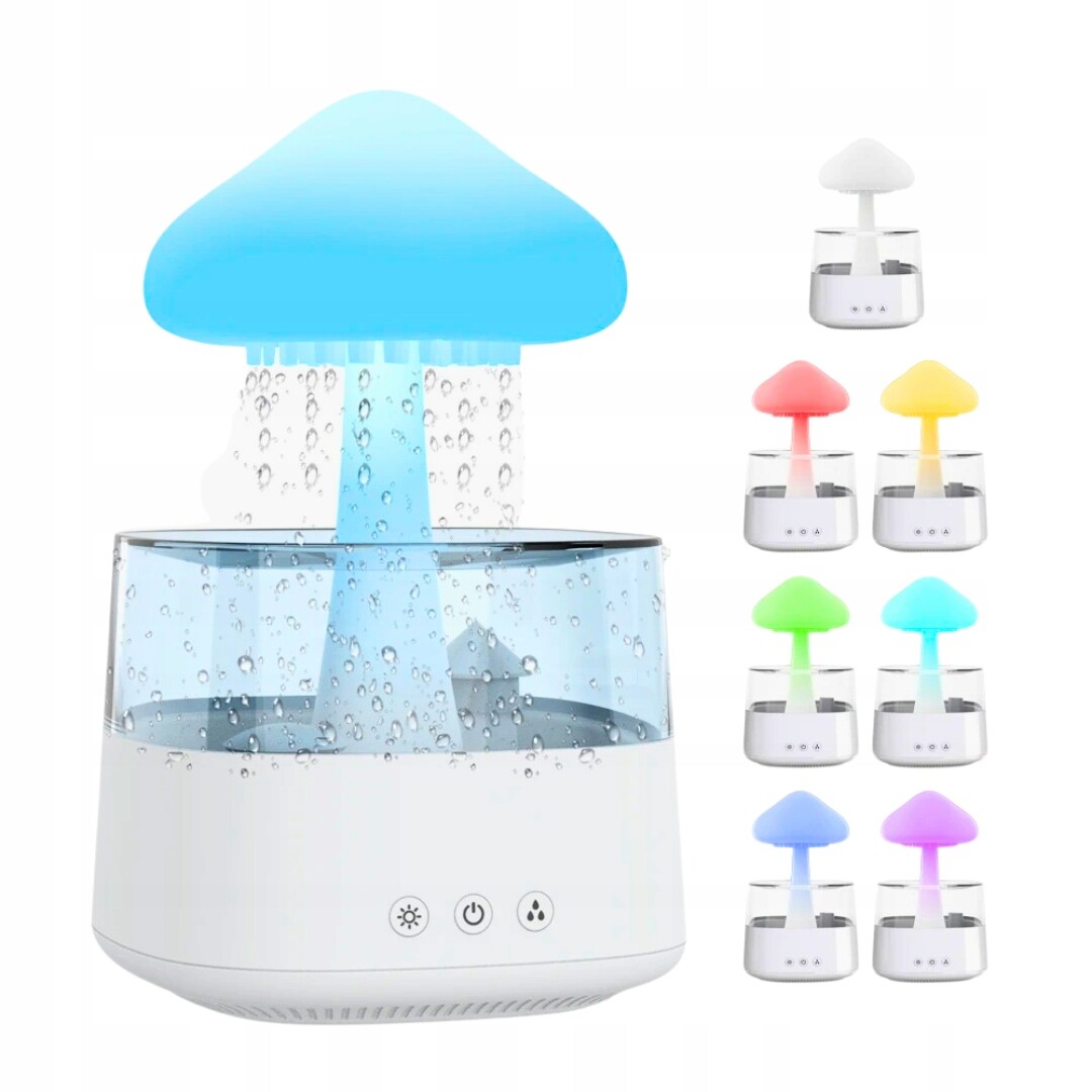 Zvlhčovač Vzduchu Houba Obláček Kapky deště Uklidňující lampa