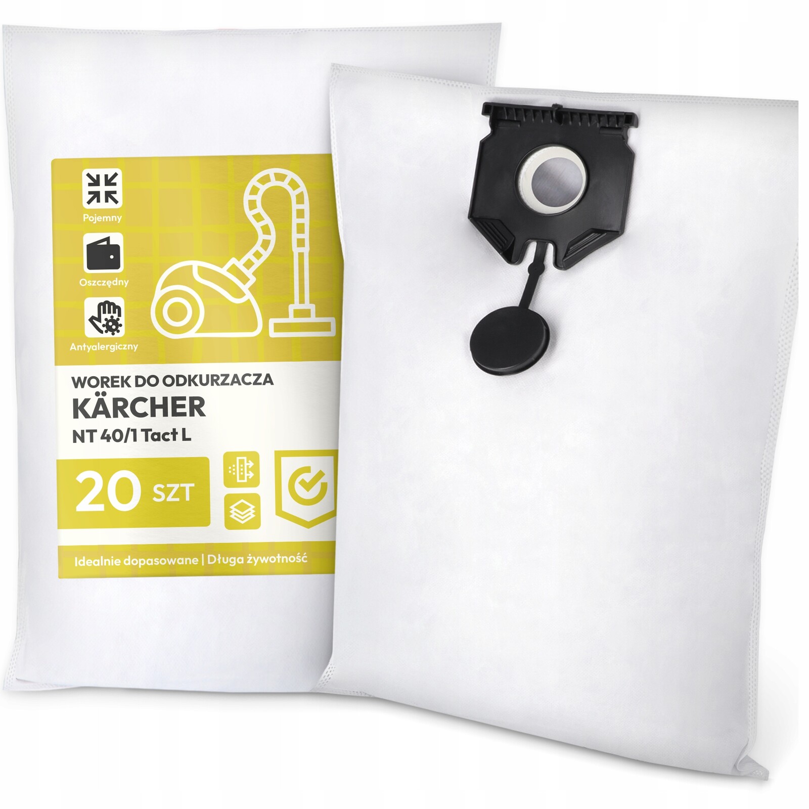 20x Sáček Do Vysavače Kärcher Nt 40/1 Tact L Syntetický Velký Silný Sáček