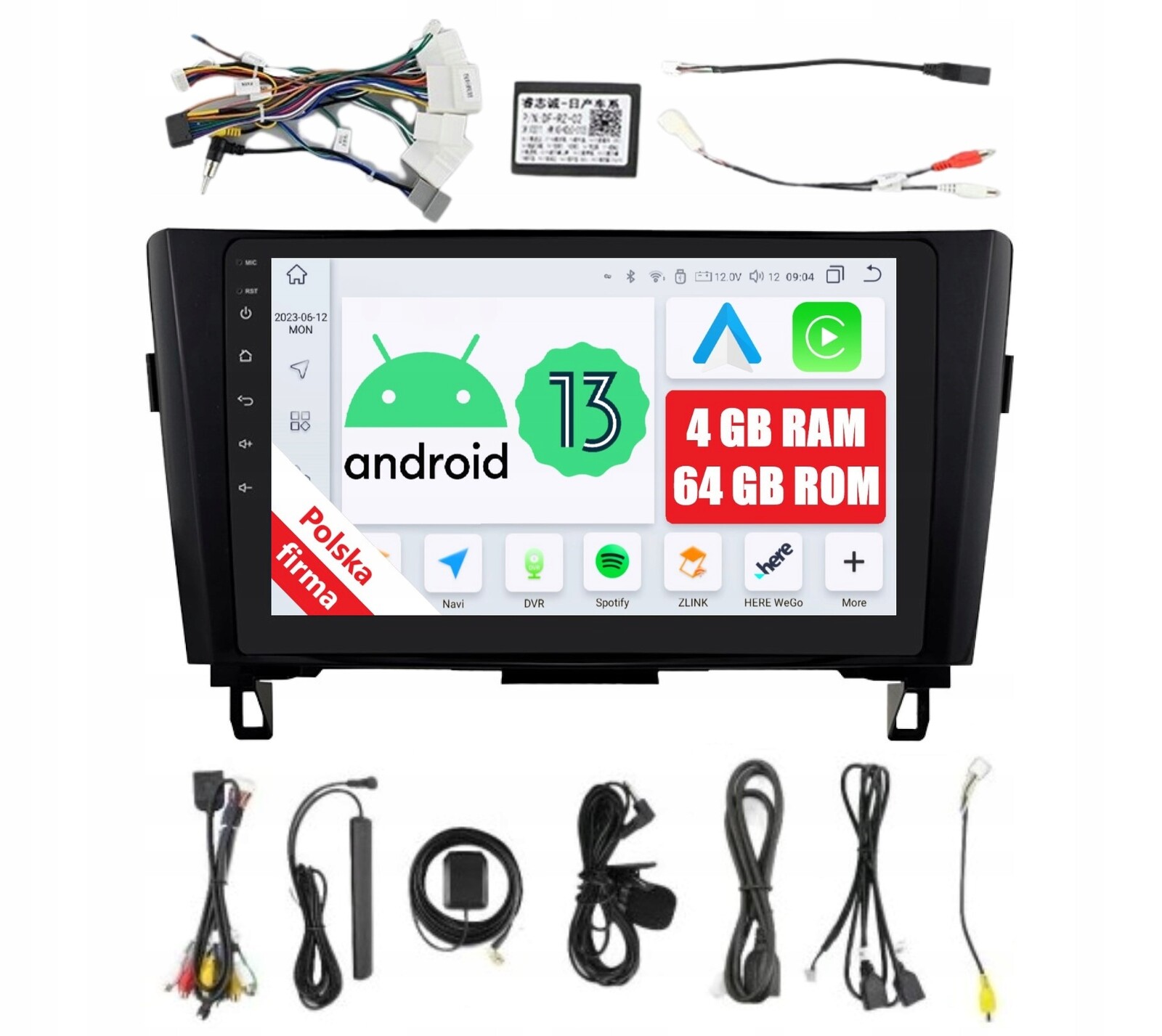 Rádio 2DIN Navigace Android Nissan Qashqai 2 II 4/64 Gb Dsp Carplay Lte