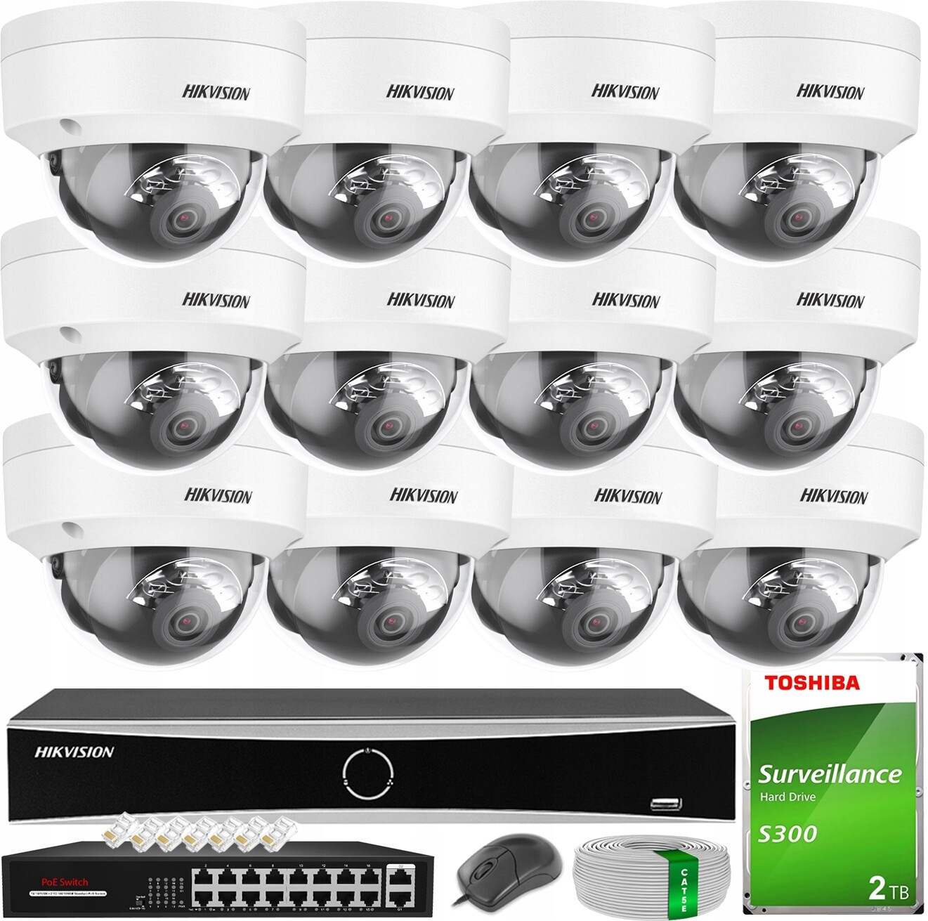 Monitoring Hikvision 12 Kamer Ip 4MPX Smart Hybrid Light Externí Hdd 2TB
