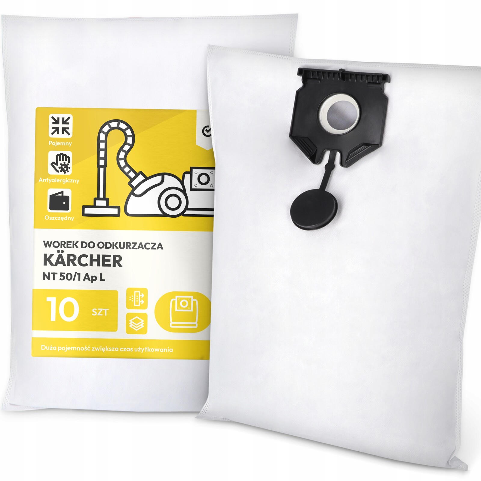 10 x Sáček Do Vysavače Kärcher Nt 50/1 Ap L Syntetický Odolný Velký Sáčky