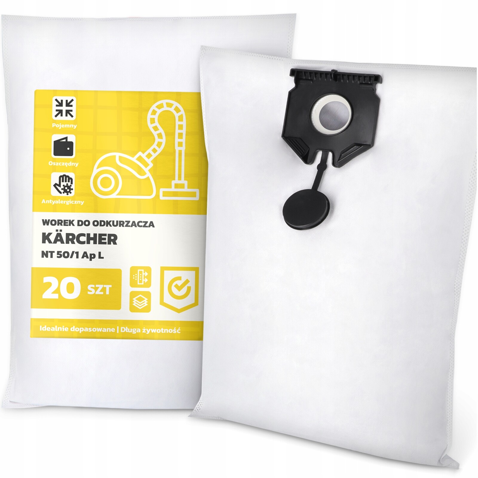 20 x Sáček Do Vysavače Kärcher Nt 50/1 Ap L Syntetický Velký Silný Sáček