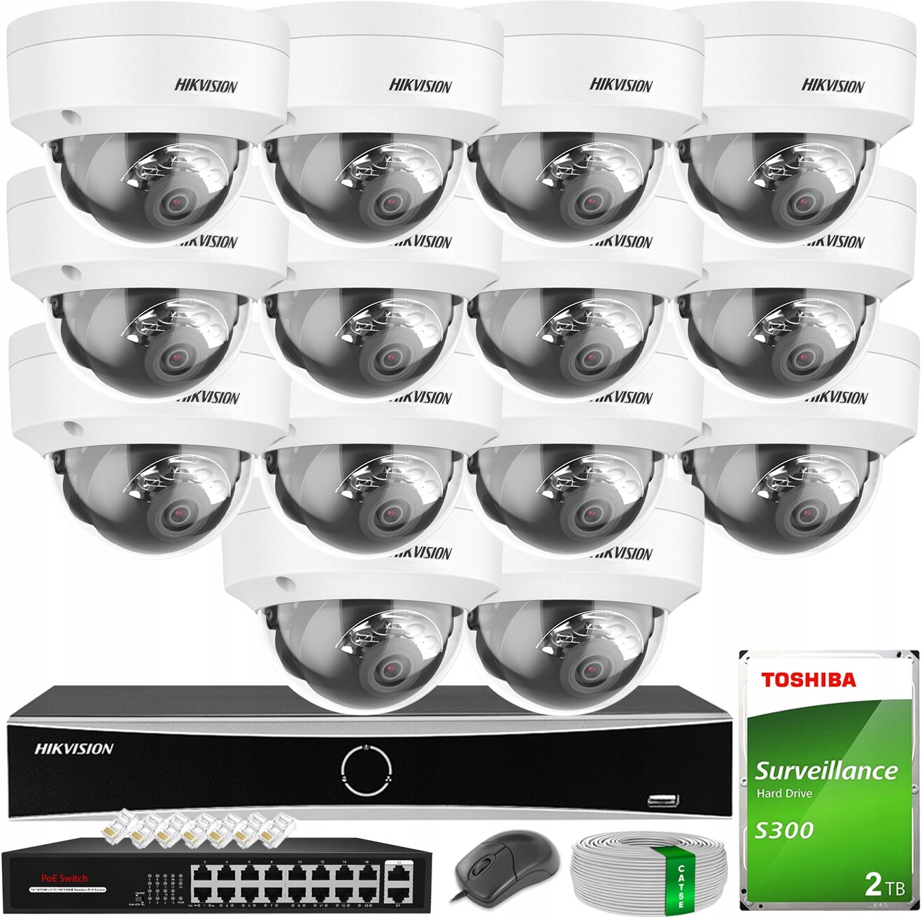 Monitoring Hikvision 14 Kamer Ip 4MPX Smart Hybrid Light Externí Hdd 2TB