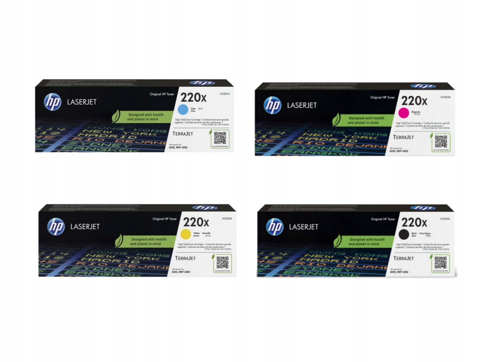 Sada tonerů 4 x Hp 220X W2200X W2202X W2201X W2203X Cmyk