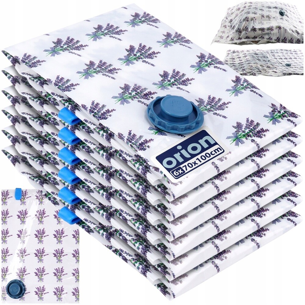 6 x Vakuové sáčky na oblečení povlečení vonné deky Lavendové 70 x 100 cm