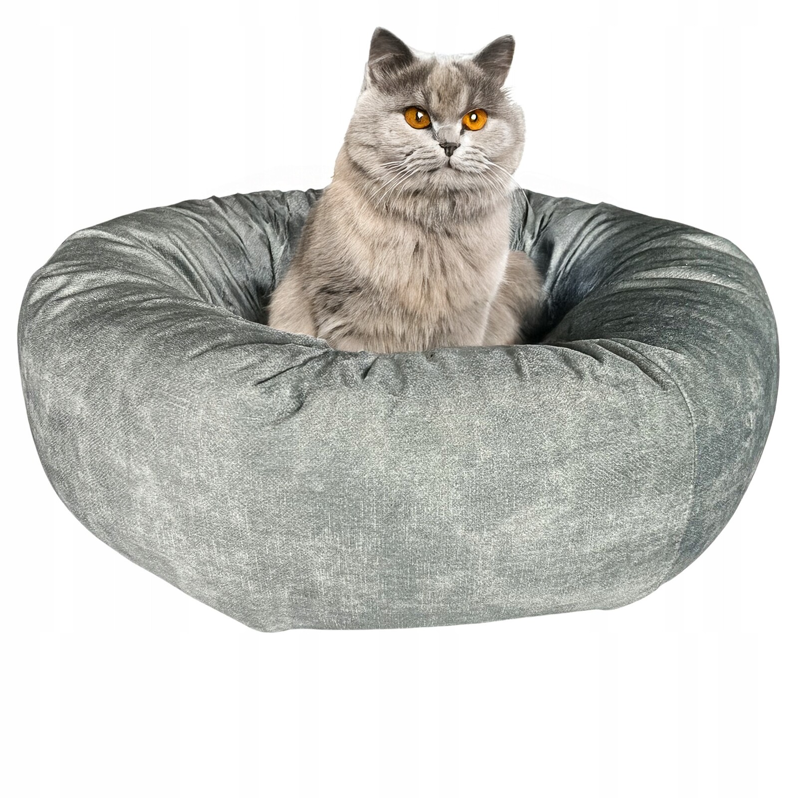 Pelíšek pro malého psa, kulatý pelíšek pro psa šedý, 60 cm