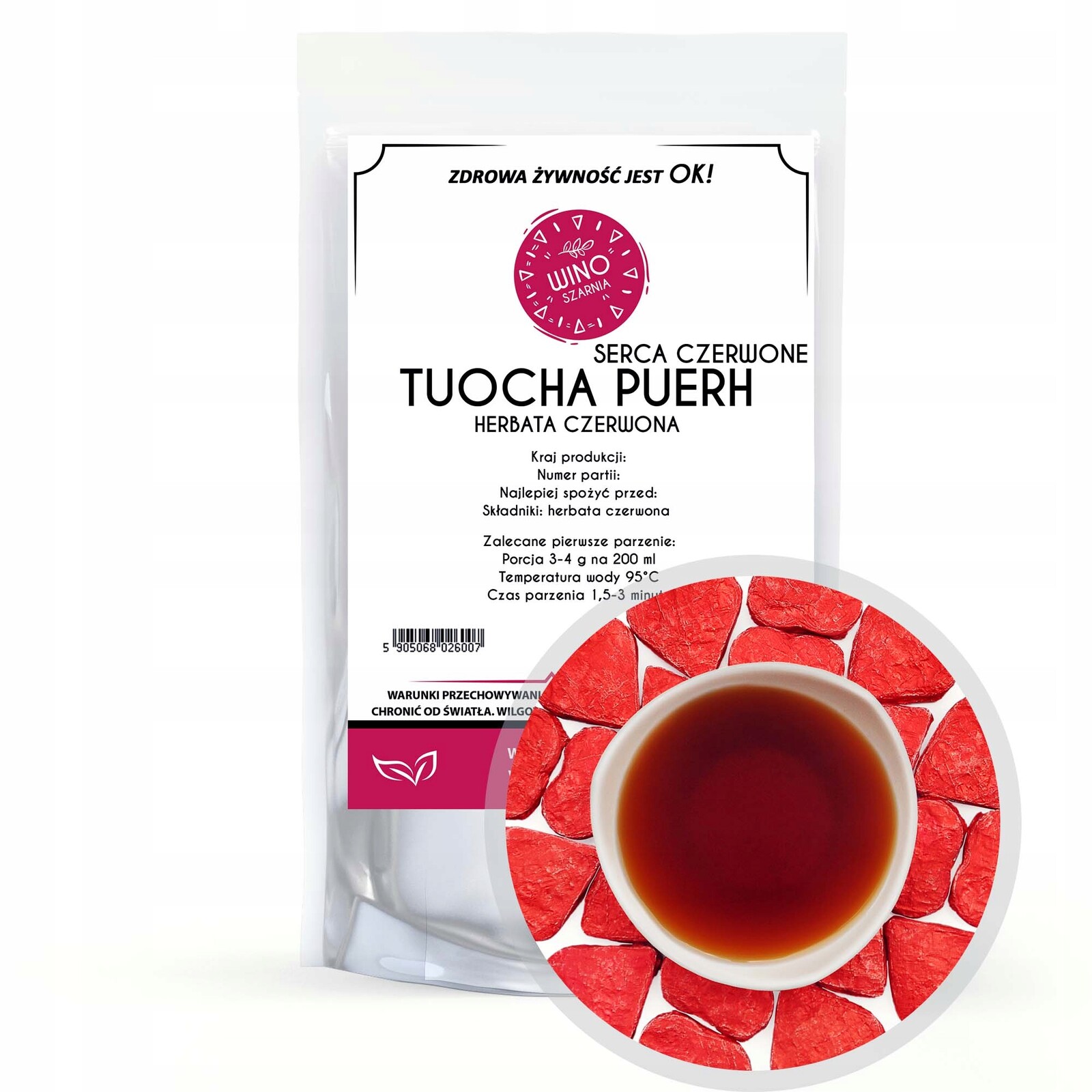 Čaj červený puerh lisovaný Tuocha Srdce Červené 1kg