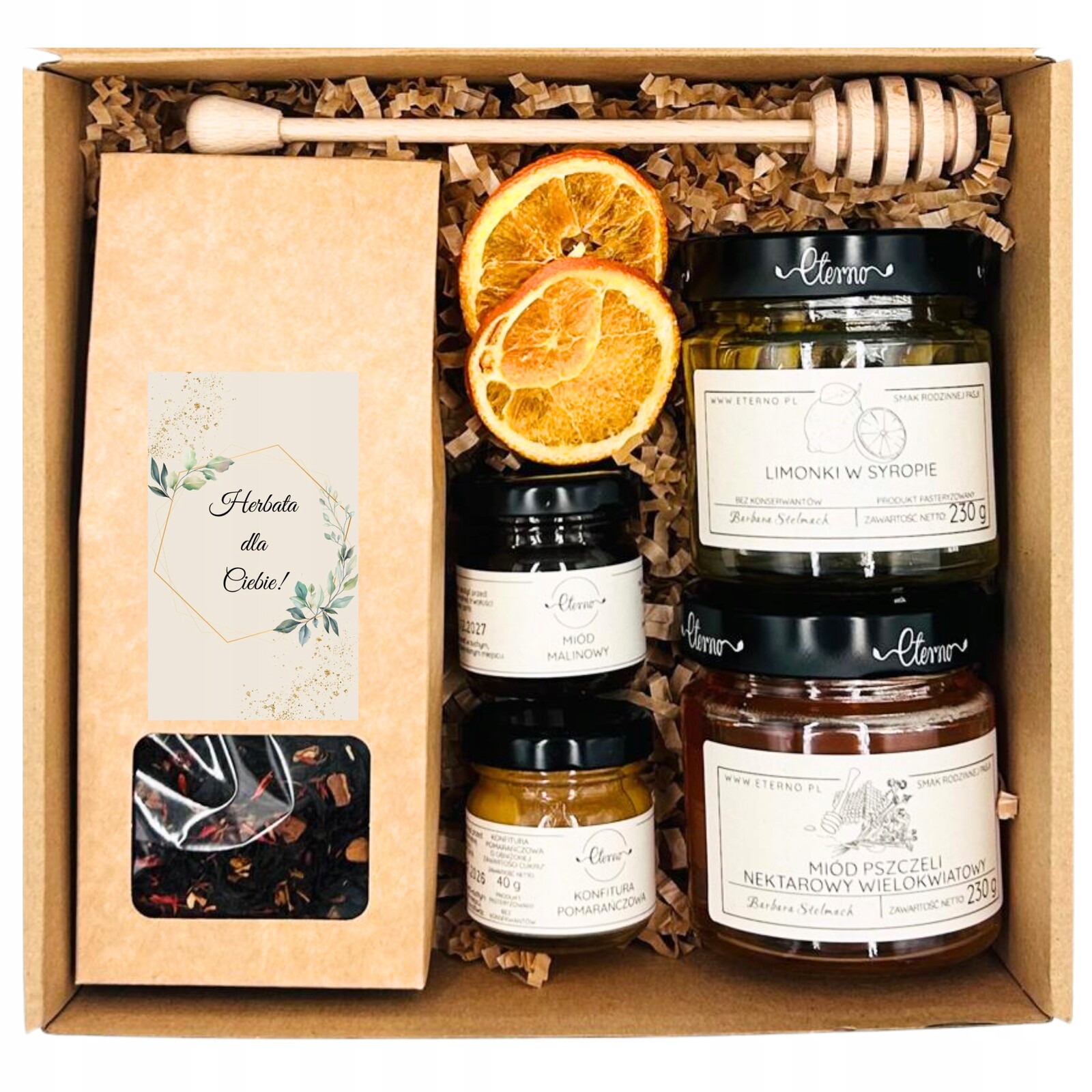 Dárkový Koš Dárková Sada Čaj Medy Limetky Zavařenina Naběračka