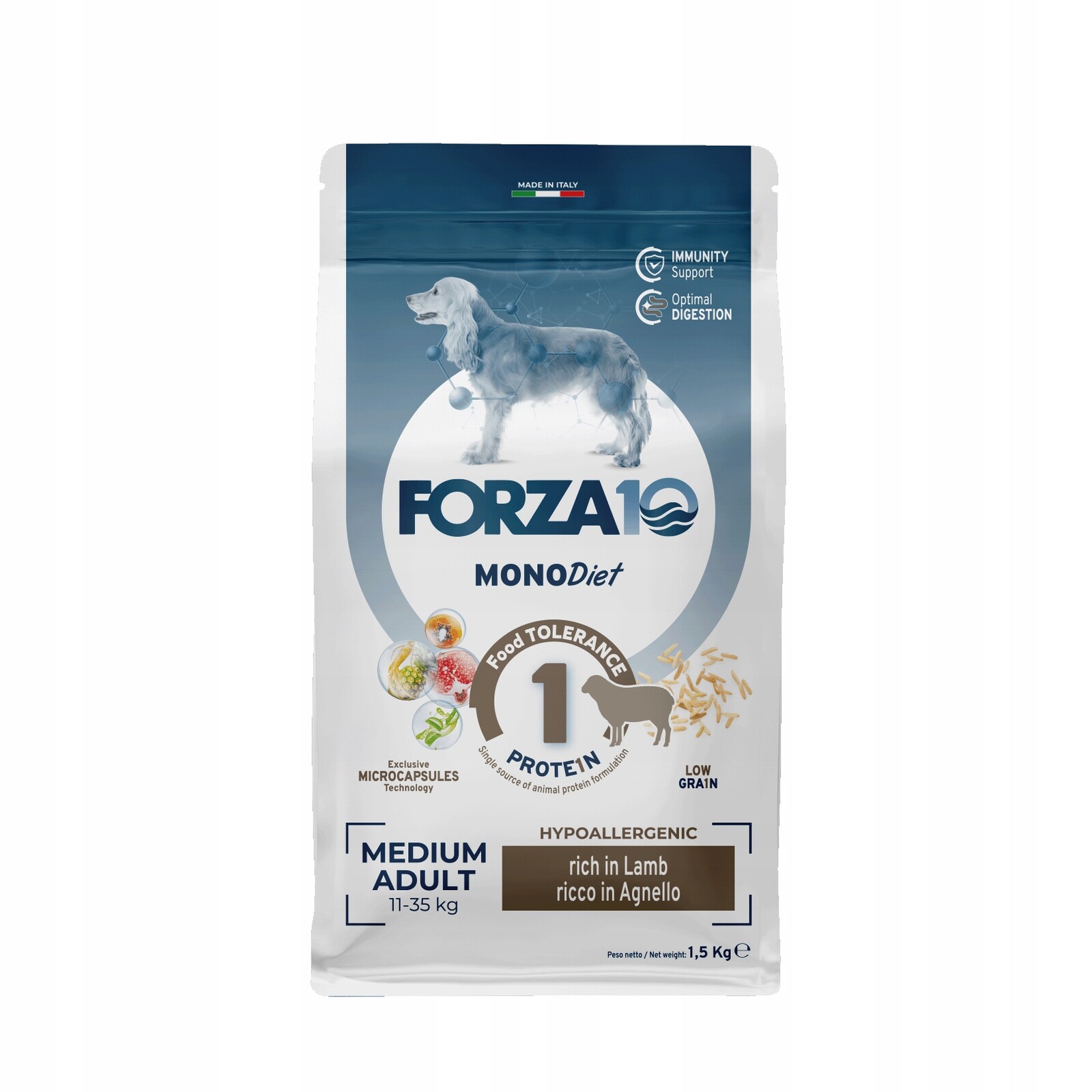 Forza10 Medium MonoDiet bohatá na jehněčí maso pro psa o hmotnosti 1,5 kg
