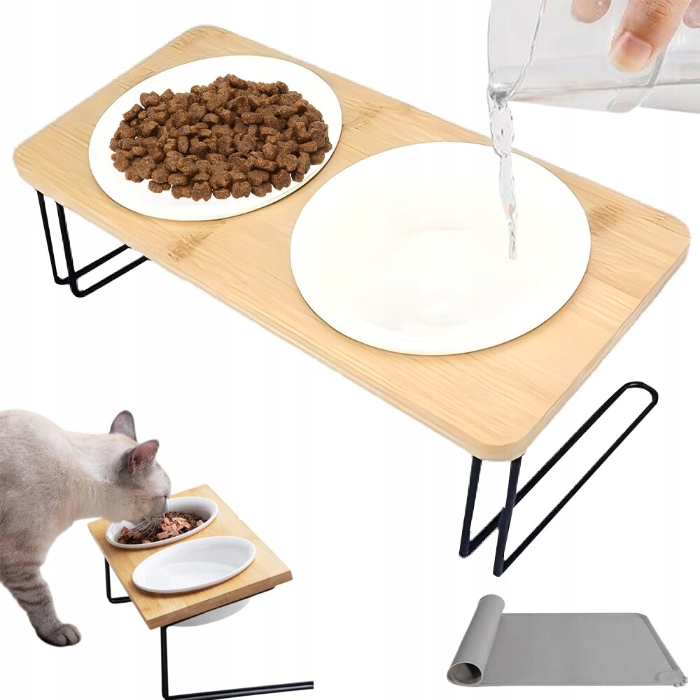 2 Ks Miska Pro Kočky Psa Se Silikonovou Podložkou Pod Misku Police 47.5*29.5 CM