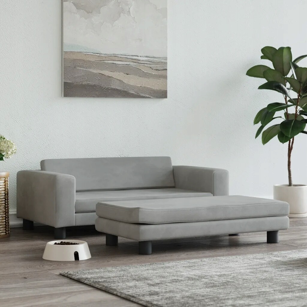 vidaXL Pelíšek pro psa s přistýlkou, světle šedý, 100x50x30 cm, samet