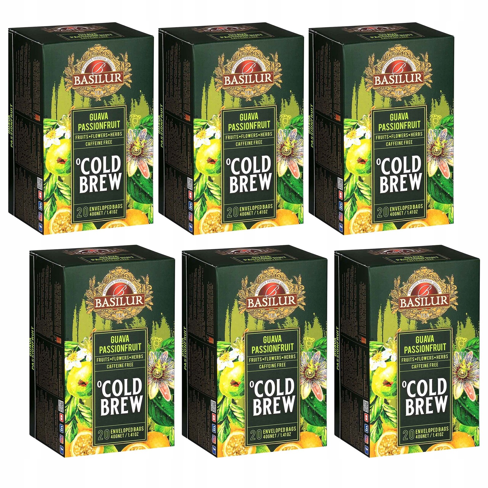Basilur Cold Brew Ovocný čaj bez kofeinu, studené sáčky 20 x 2 g x 6