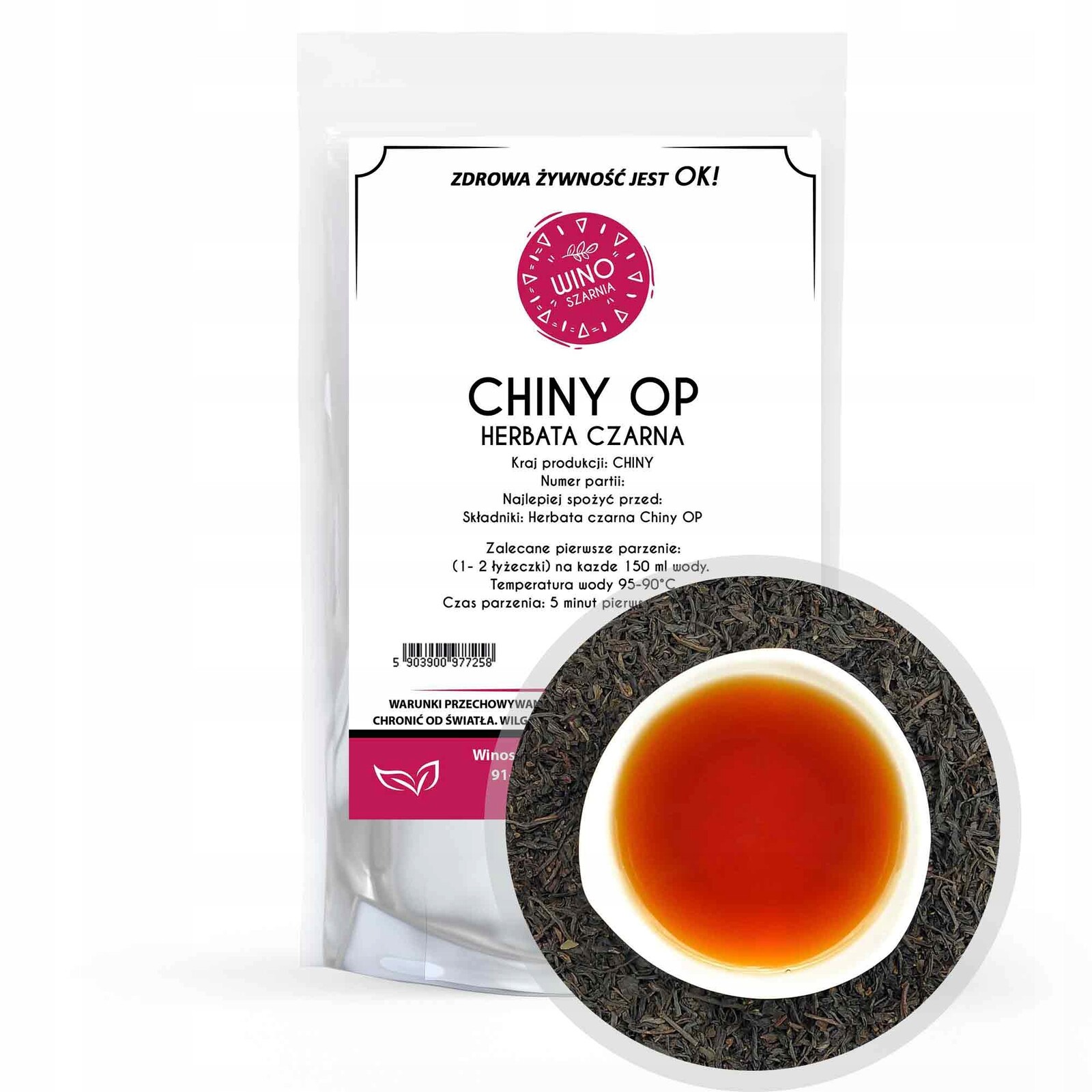 Čaj listový černý Čína Op 500g Listy černého čaje Čínský