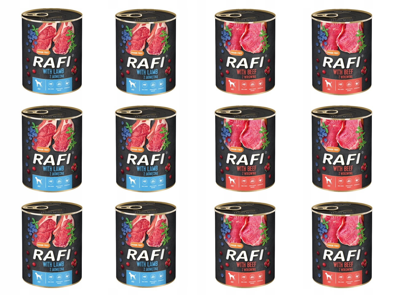 MIX Krmiva Pro Psa Rafi 800G 6x Hovězí 6x Jehněčí