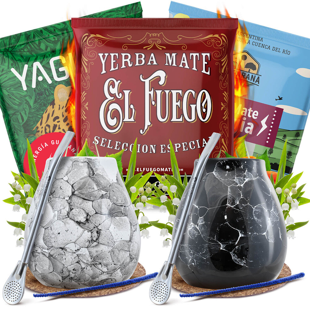 Sada pro dva Yerba Mate Energie Guarana tykev bombilla 3x50g