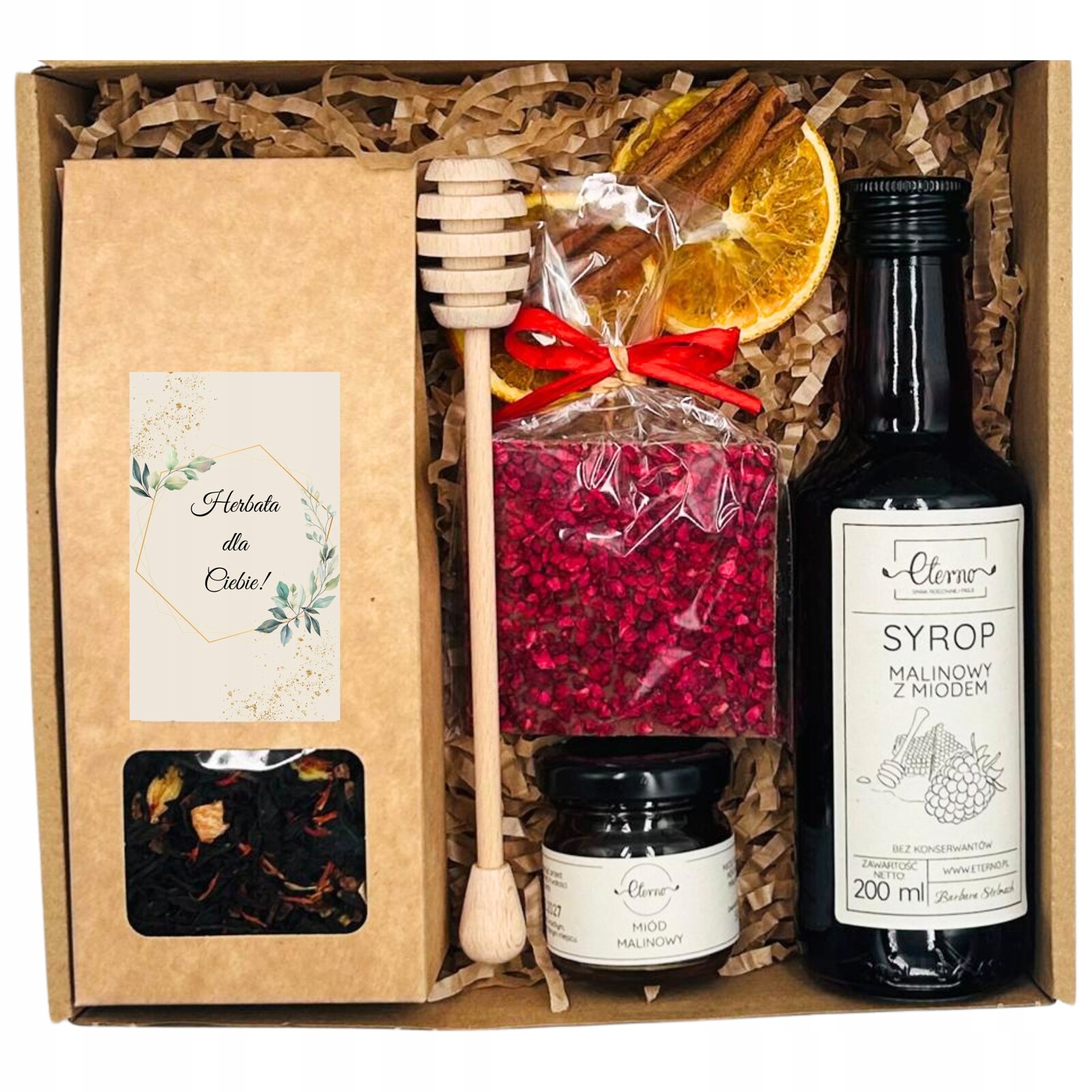 Dárková Sada Dárkový Koš Čaj Med Sirup Čokoláda Naběračka