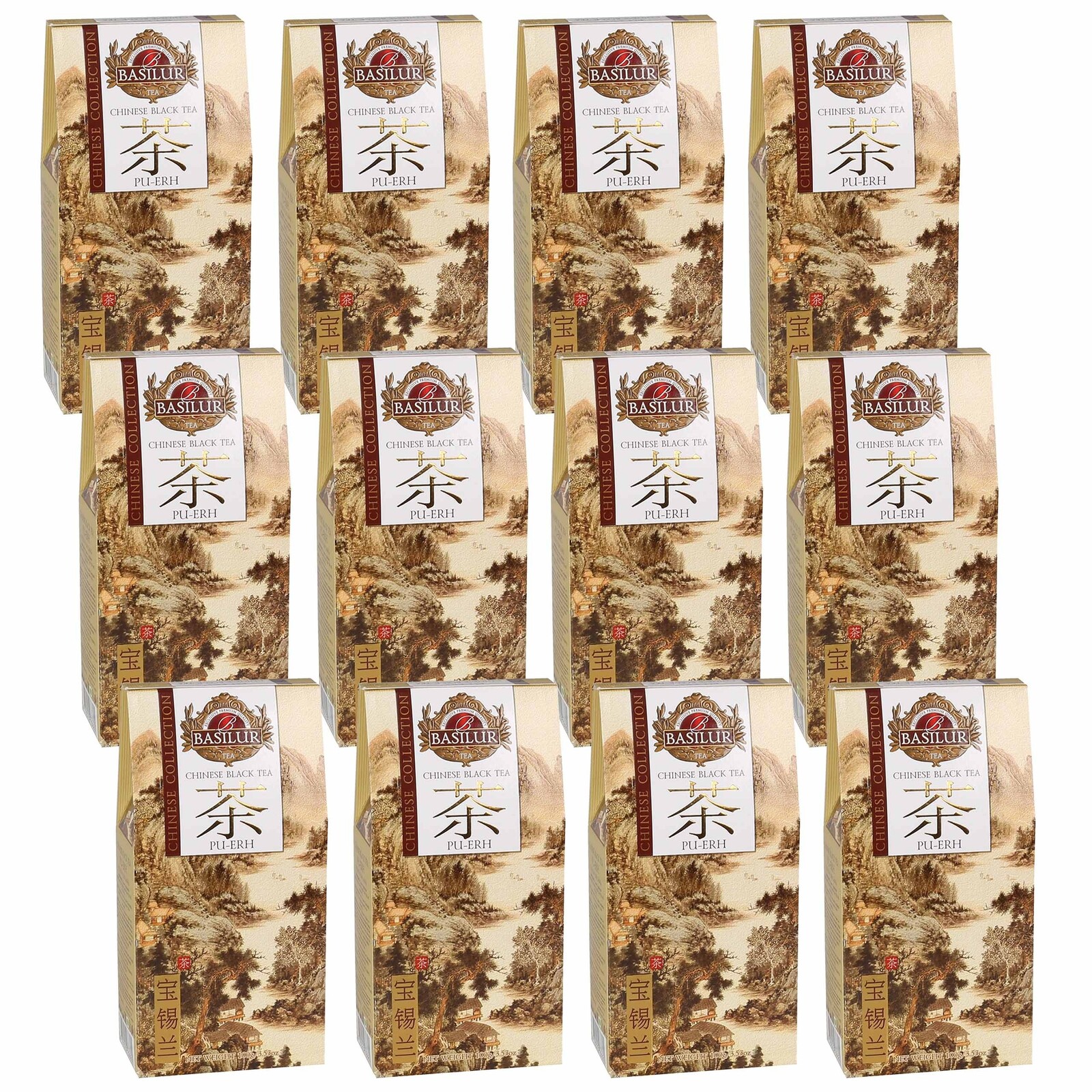Basilur Pu Erh Čínský červený čaj s uzenou příchutí a vůní 100 gx12
