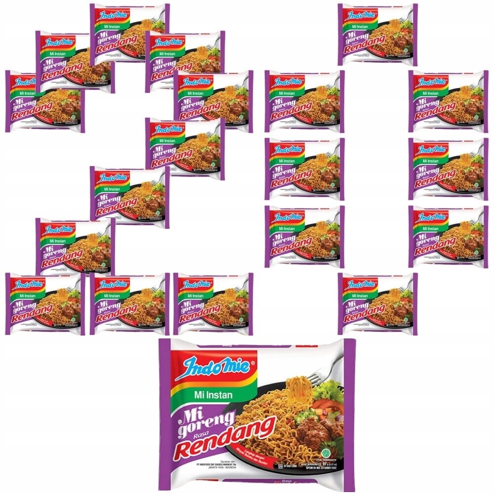20 x Indonéská polévka na těstoviny Instant Mi Goreng Rendang Beef 80 g Indomie