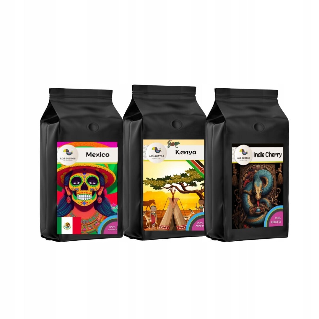 Káva zrnková Sada 3x250 g Čerstvě pražená Los Gustos