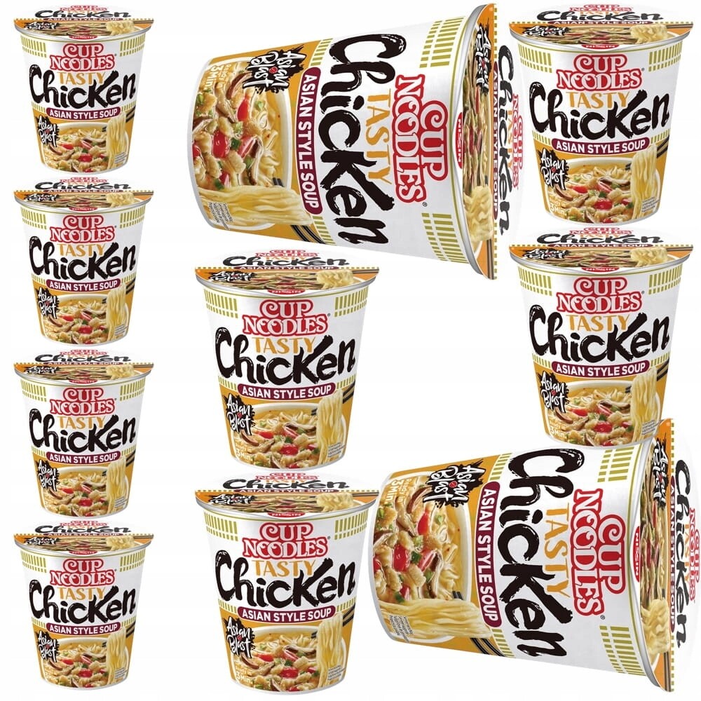 10x Blesková polévka Těstoviny Instant 350 ml Asijské kuře 63 g Nissin