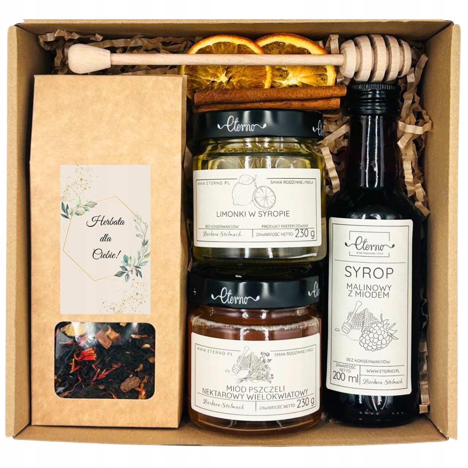 Dárková Sada Dárkový Koš Čaj Sirup Med Limetky Naběračka