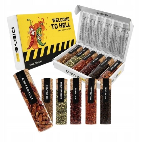 Dárková Sada ostrých koření Welcome to Hell Pikantní skleněné lahvičky