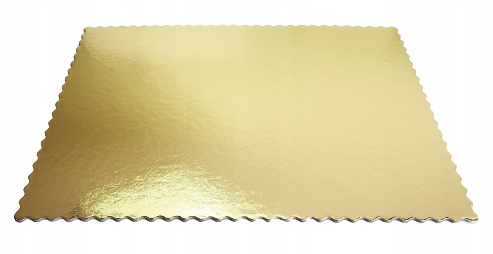 25 Ks Podložka pod dort obdélníková vroubkovaná 30x40 cm zlatá bílá tuhá