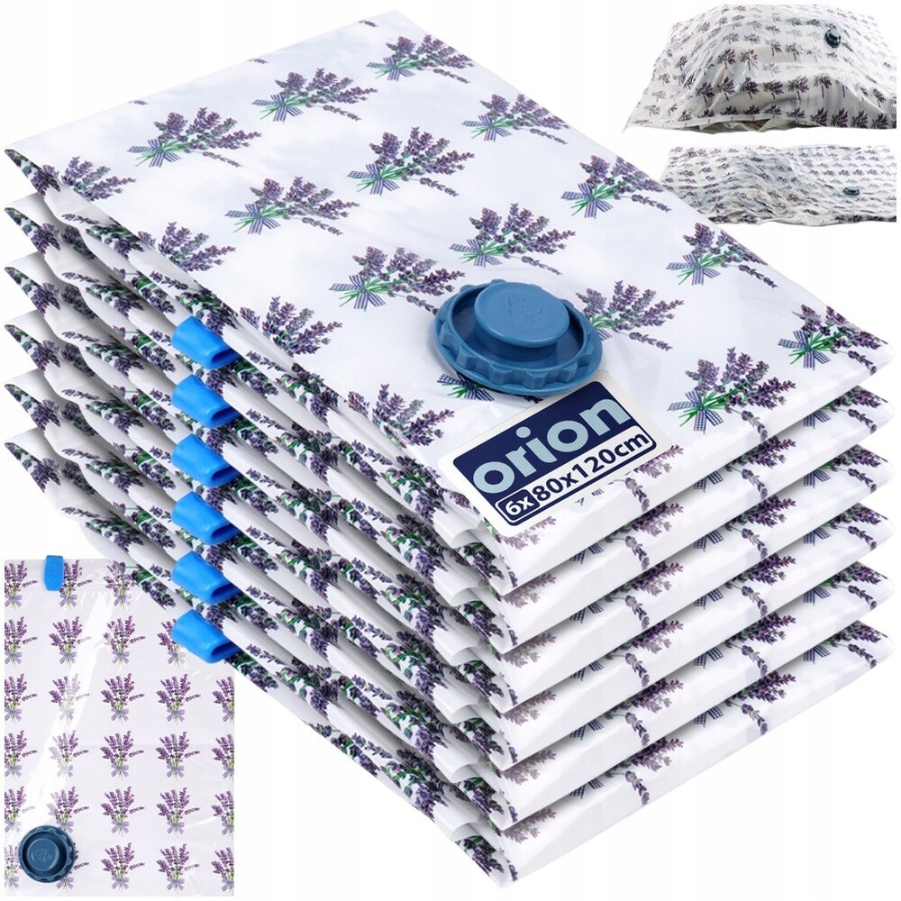 6 x Vakuové sáčky na oblečení povlečení deky Lavandulové vonné 80 x 120 cm