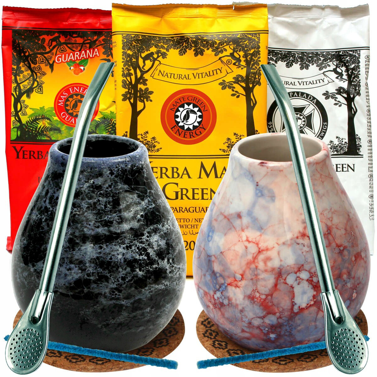 Sada Yerba Mate Green Matero Pro Dva Guarana Energy Despalada 3x200g