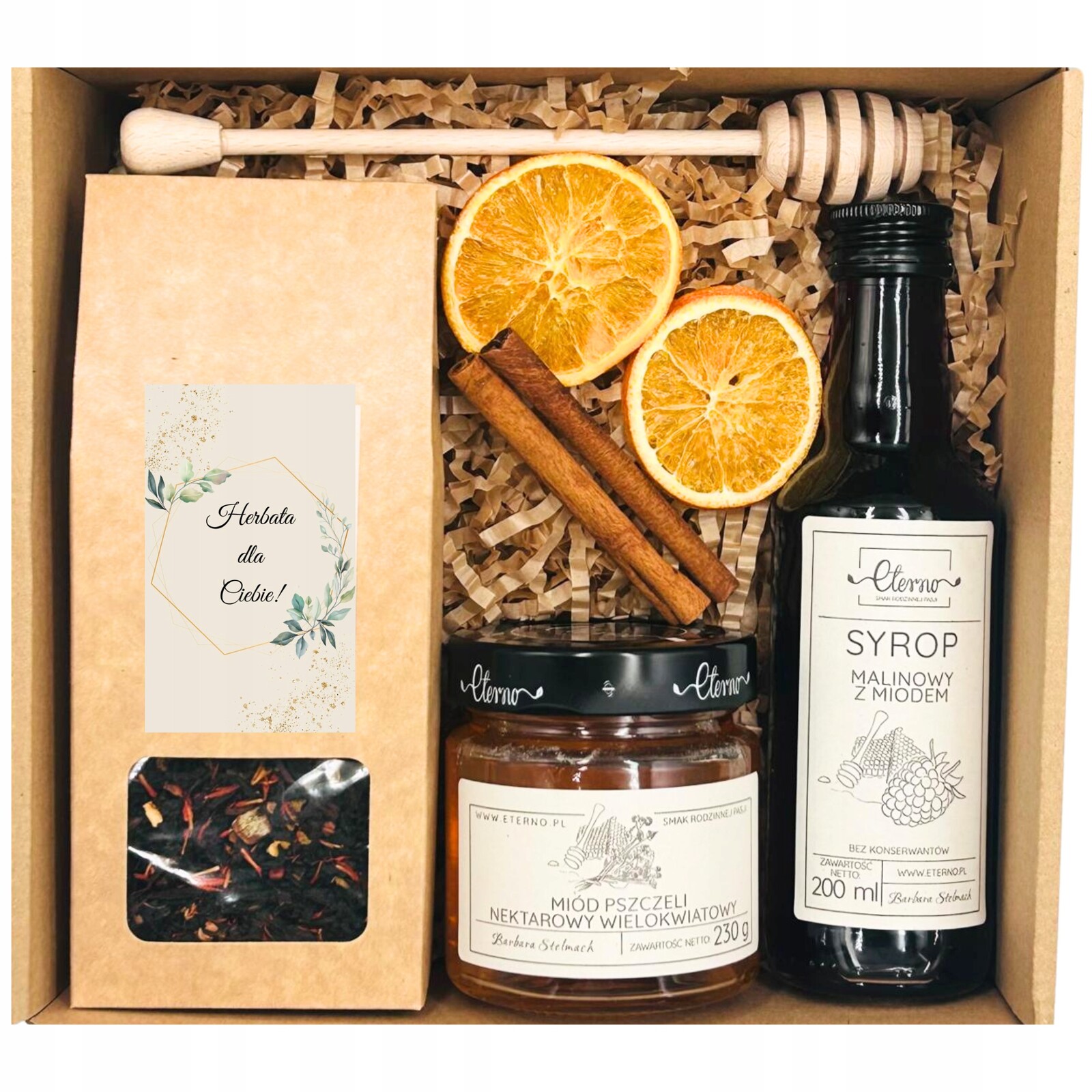 Dárková Sada Dárkový Koš Čaj Med Malinový Sirup Naběračka