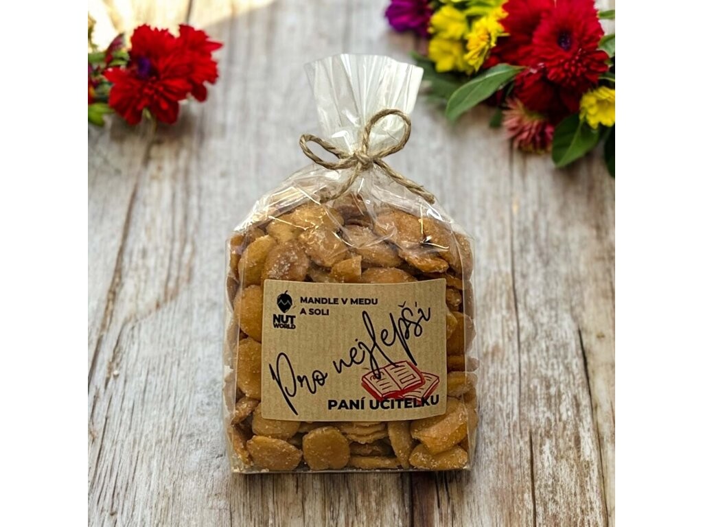 Nutworld.cz Ořechy v celofánu - Mandle v medu a soli 200g PRO PANÍ UČITELKU