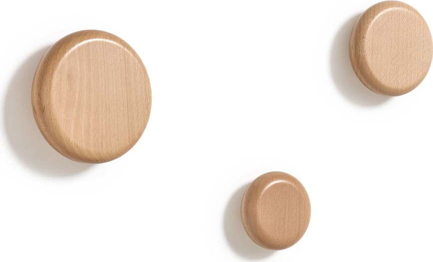 Nástěnné dřevěné háčky v sadě 3 ks v přírodní barvě Nadue – Kave Home